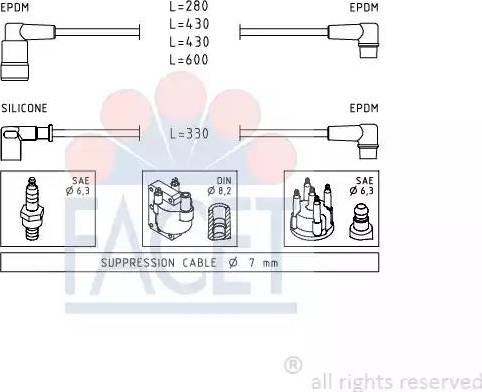 FACET 4.8417 - Augstsprieguma vadu komplekts www.autospares.lv