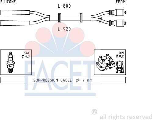 FACET 4.8432 - Augstsprieguma vadu komplekts www.autospares.lv