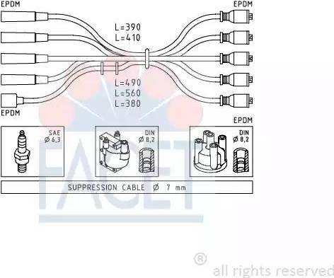 FACET 4.8429 - Augstsprieguma vadu komplekts www.autospares.lv