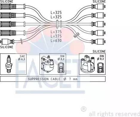 FACET 4.8421 - Augstsprieguma vadu komplekts www.autospares.lv