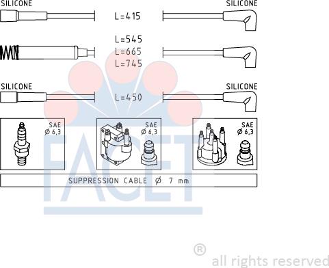 FACET 4.8514 - Augstsprieguma vadu komplekts www.autospares.lv