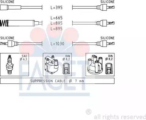 FACET 4.8516 - Augstsprieguma vadu komplekts www.autospares.lv