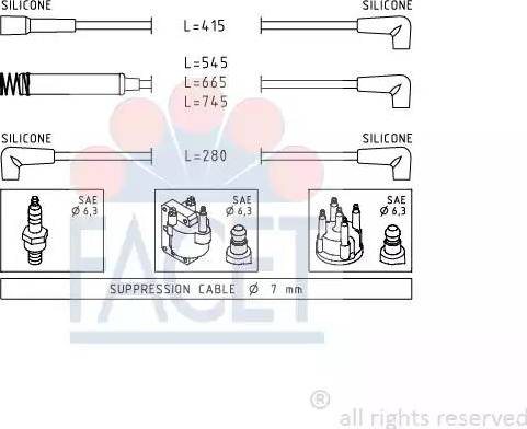 FACET 4.8513 - Augstsprieguma vadu komplekts www.autospares.lv