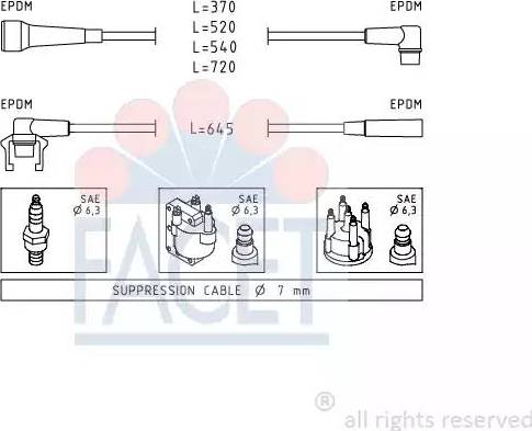 FACET 4.8537 - Augstsprieguma vadu komplekts www.autospares.lv