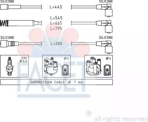 FACET 4.8524 - Augstsprieguma vadu komplekts www.autospares.lv