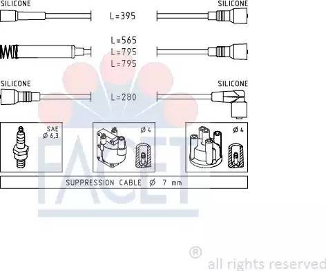 FACET 4.8528 - Augstsprieguma vadu komplekts www.autospares.lv