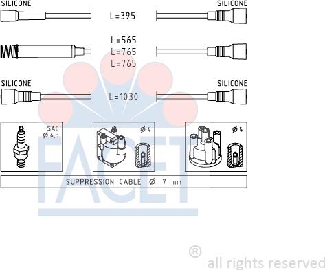 FACET 4.8527 - Augstsprieguma vadu komplekts www.autospares.lv