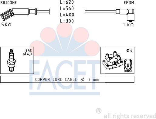 FACET 4.8694 - Augstsprieguma vadu komplekts www.autospares.lv