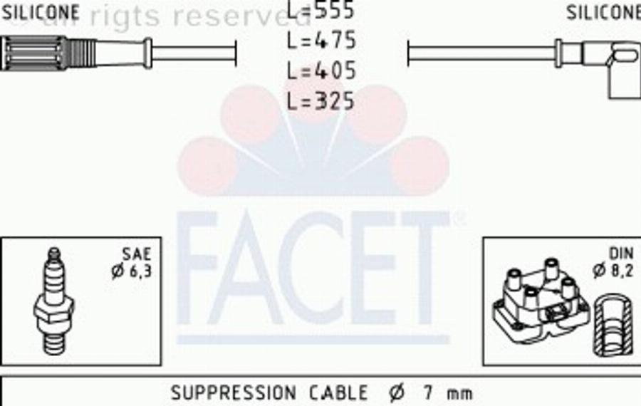 FACET 4.8690 - Augstsprieguma vadu komplekts www.autospares.lv