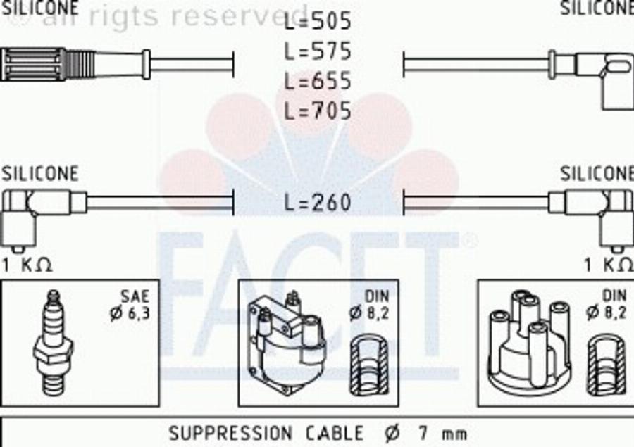 FACET 48693 - Augstsprieguma vadu komplekts www.autospares.lv