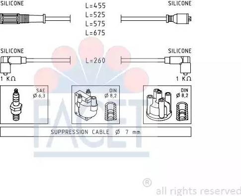 FACET 4.8692 - Augstsprieguma vadu komplekts www.autospares.lv