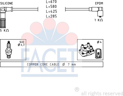 FACET 4.8655 - Augstsprieguma vadu komplekts www.autospares.lv