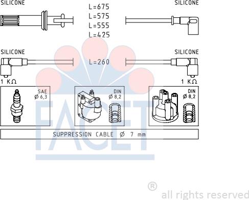 FACET 4.8650 - Augstsprieguma vadu komplekts www.autospares.lv