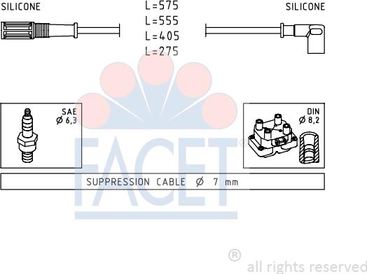 FACET 4.8616 - Augstsprieguma vadu komplekts www.autospares.lv