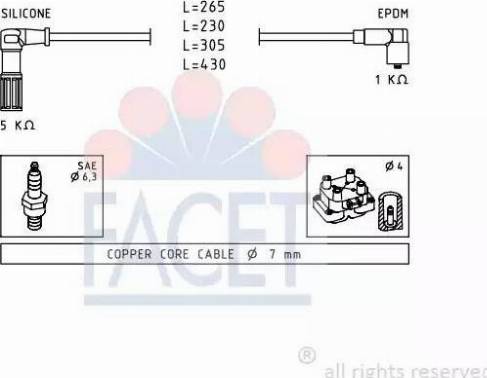 FACET 4.8613 - Augstsprieguma vadu komplekts www.autospares.lv