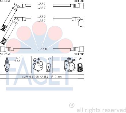 FACET 4.8689 - Augstsprieguma vadu komplekts www.autospares.lv