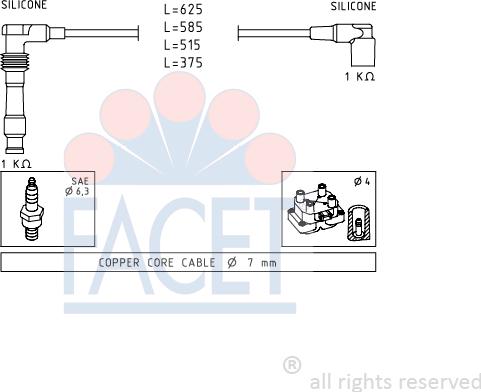 FACET 4.8688 - Augstsprieguma vadu komplekts www.autospares.lv