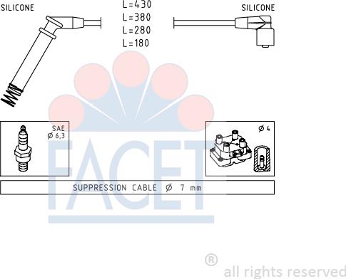 FACET 4.8634 - Augstsprieguma vadu komplekts www.autospares.lv