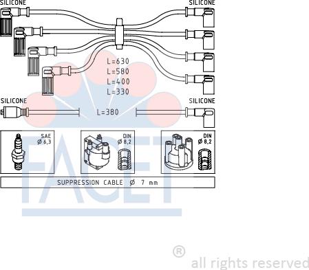 FACET 4.8808 - Augstsprieguma vadu komplekts www.autospares.lv