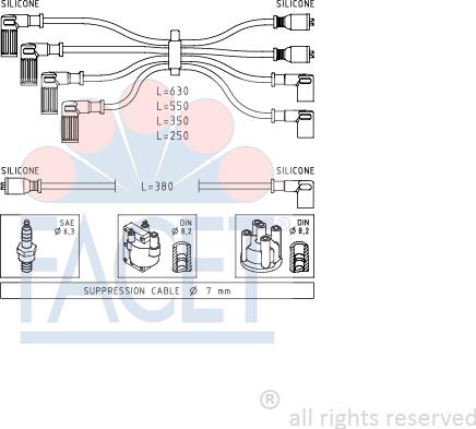 FACET 4.8815 - Augstsprieguma vadu komplekts www.autospares.lv