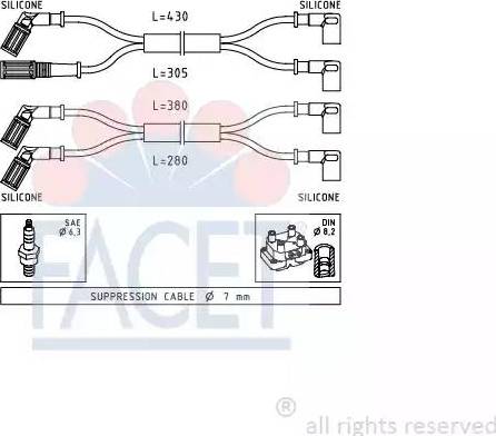 FACET 4.8889 - Augstsprieguma vadu komplekts www.autospares.lv