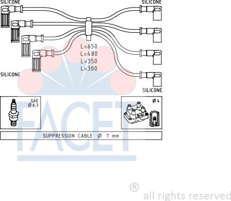 FACET 4.8888 - Augstsprieguma vadu komplekts www.autospares.lv