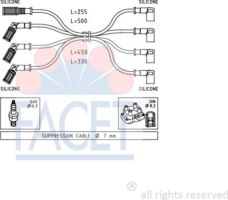 FACET 4.8887 - Augstsprieguma vadu komplekts www.autospares.lv