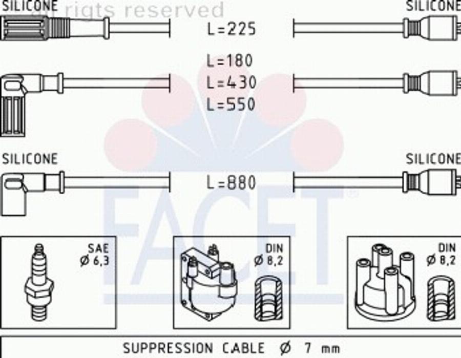 FACET 48394 - Augstsprieguma vadu komplekts www.autospares.lv