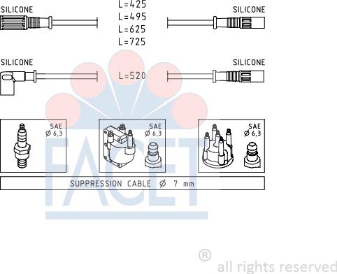 FACET 4.8347 - Augstsprieguma vadu komplekts www.autospares.lv