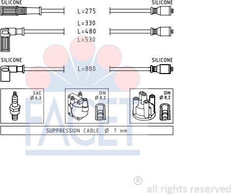 FACET 4.8354 - Augstsprieguma vadu komplekts www.autospares.lv