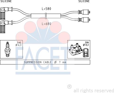 FACET 4.8351 - Augstsprieguma vadu komplekts www.autospares.lv