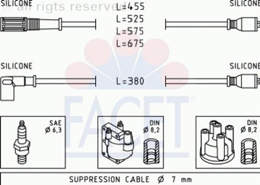 FACET 4.8366 - Augstsprieguma vadu komplekts www.autospares.lv