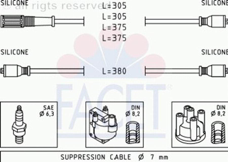 FACET 4.8389 - Augstsprieguma vadu komplekts www.autospares.lv