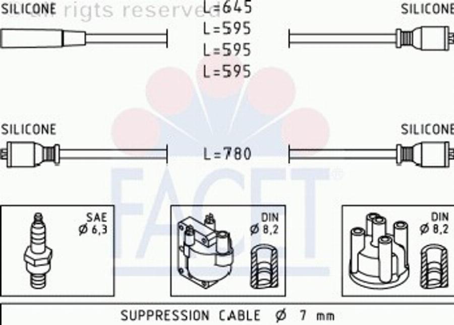 FACET 4.8749 - Augstsprieguma vadu komplekts www.autospares.lv