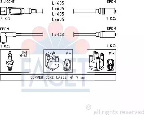 FACET 4.8768 - Augstsprieguma vadu komplekts www.autospares.lv