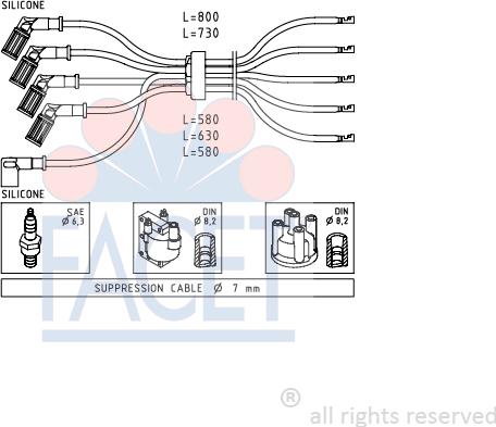 FACET 4.8716 - Augstsprieguma vadu komplekts www.autospares.lv