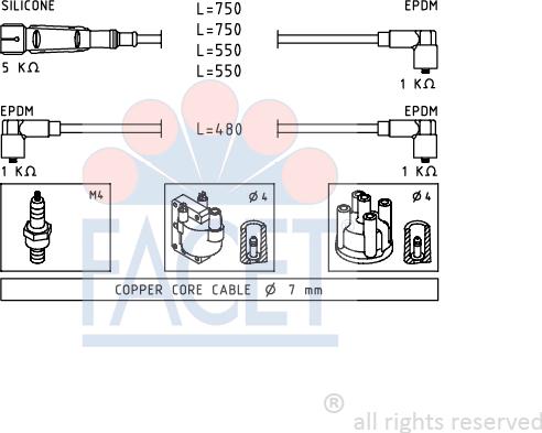 FACET 4.8736 - Augstsprieguma vadu komplekts www.autospares.lv