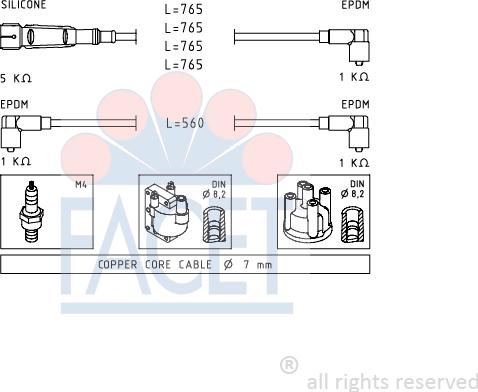 FACET 4.8727 - Augstsprieguma vadu komplekts www.autospares.lv