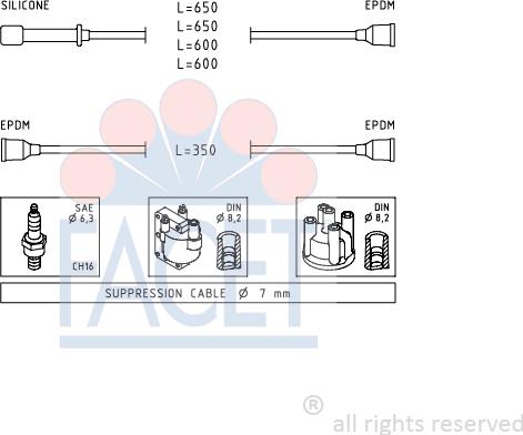 FACET 4.7020 - Augstsprieguma vadu komplekts www.autospares.lv