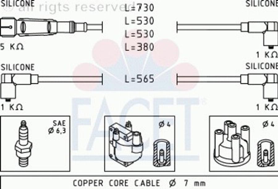 FACET 47162 - Augstsprieguma vadu komplekts www.autospares.lv