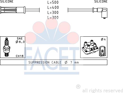 FACET 4.7244 - Augstsprieguma vadu komplekts www.autospares.lv