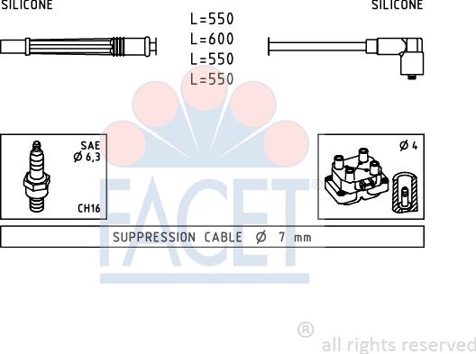 FACET 4.7246 - Augstsprieguma vadu komplekts www.autospares.lv