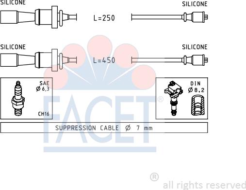 FACET 4.7241 - Augstsprieguma vadu komplekts www.autospares.lv