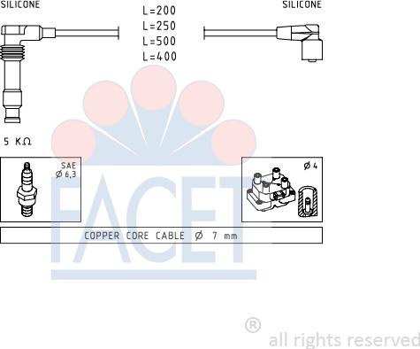 FACET 4.7247 - Augstsprieguma vadu komplekts www.autospares.lv