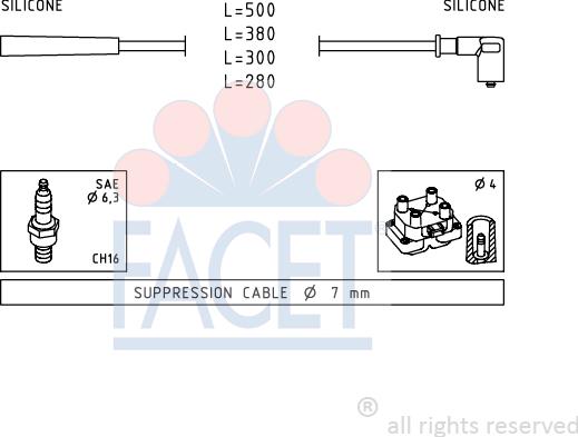 FACET 4.7252 - Augstsprieguma vadu komplekts www.autospares.lv