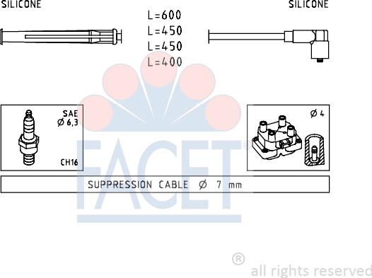 FACET 4.7230 - Augstsprieguma vadu komplekts www.autospares.lv