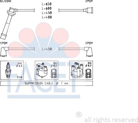 FACET 4.7231 - Augstsprieguma vadu komplekts www.autospares.lv