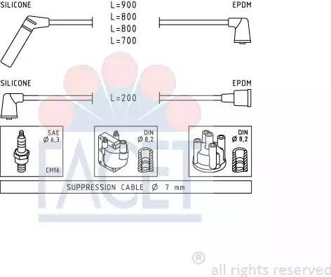 FACET 4.7238 - Augstsprieguma vadu komplekts www.autospares.lv