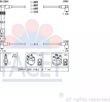 FACET 4.7226 - Augstsprieguma vadu komplekts www.autospares.lv