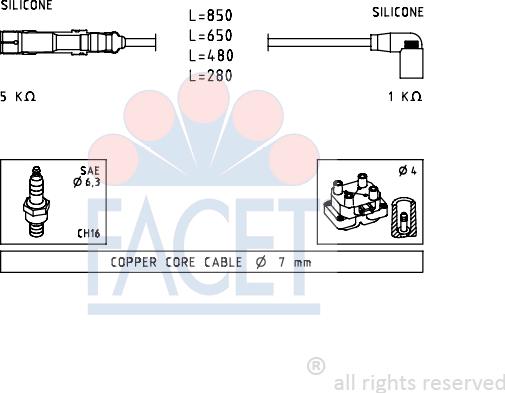 FACET 4.7223 - Augstsprieguma vadu komplekts www.autospares.lv